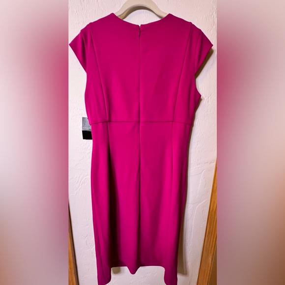 Tahari * Midi Sheath Dress * Size 10 * Color: Wild Berry (Fuchsia) - Picture 6 of 8